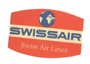 Vintage Airline Luggage Label SWISSAIR Swiss Air Lines globe - Picture 1 of 2