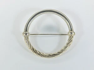 Vintage 925 Sterlingsilber verdrehtes Seil Kreis Design Pin Brosche - Bild 1 von 4