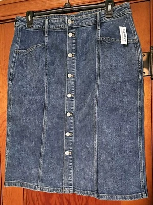 Falda vaquera antigua azul marino tiro alto secreta bolsillos ajustados talla 14 nueva con etiquetas Foto 1 de 4