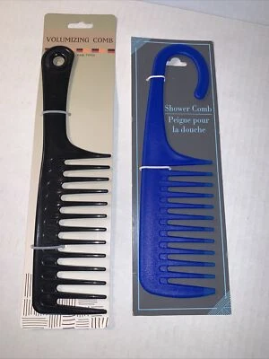 Shower Comb & Volumizing Comb Black/Blue Qty: 2 New In Package — 第 1/4 张图片
