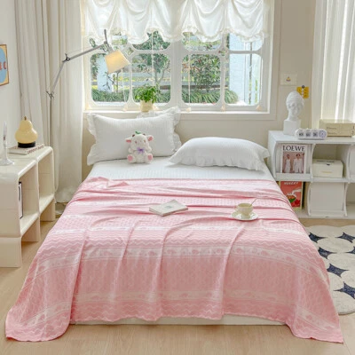 Pure Bamboo Fiber Yarn Dyed Jacquard Towel Quilt Summer Cool Quilt Flat Sheet - Image 1 of 4