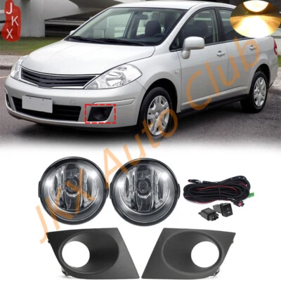 Cubierta de lámpara de faros antiniebla halógenos para parachoques con kit de cable apto para Nissan Versa 2007-2011 Foto 1 de 4