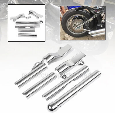 Chrome Rear Swingarm Tube Covers For Harley Softail Fat Boy FXSTB FLSTF FLSTS Foto 1 de 4
