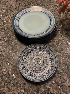 Over & Back Marakesh Blue Stoneware 4 Dinner Plates 1 Salad plate - Picture 1 of 9