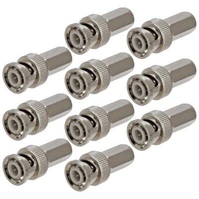 10 Pcs BNC Male Twist On RG59 Coax Coaxial Cable Connector CCTV Security Camera - Image 1 of 2