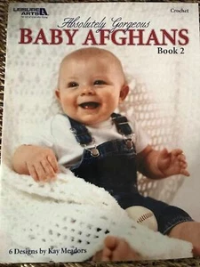 Crochet Pattern 6 BABY AFGHANS WRAPS Bk 2 Blankets Throws Worsted Yarn Girl Boy - Picture 1 of 8