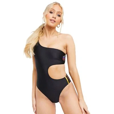   adidas Originals 3D Trefoil Logo Cutouts Swimsuit Badeanzug Monokini Schwarz - Bild 1 von 4