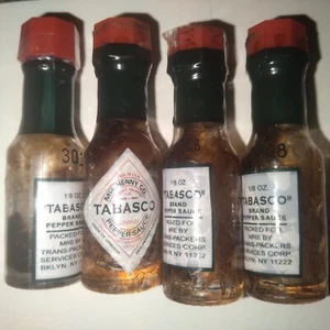(4) Miniature Tabasco Sauce Bottle Vintage Advertising MciLHenny Co - 1/8 Oz New - Picture 1 of 11