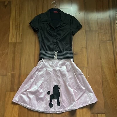 Disfraz de Halloween para niña años 50’s, talla 14 niñas. 3 piezas, hecho a mano, delgado, satinado Foto 1 de 4