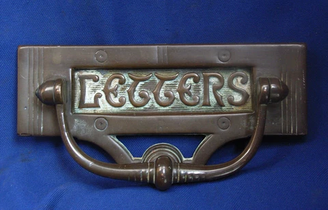 Bronze Letterbox & Door Knocker Art Nouveau or Deco Cover