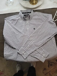 Wrangler George Strait Hemd Herren Large Tall blau gestreift Langarm Knopf Rodeo - Bild 1 von 6