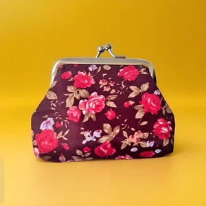 Vintage Women Coin Tray Bag.Roses Print Small Clutch Wallet Mini Clutch USSR . - Picture 1 of 6