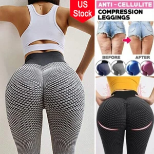 Pantaloni donna vita alta yoga push up sportivi senza cuciture leggings elasticizzati fitness palestra - Foto 1 di 21