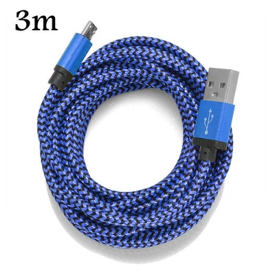 10ft 3m Aluminum Braided Micro USB Data Sync Charger Cable For Android Phone - Image 1 of 3