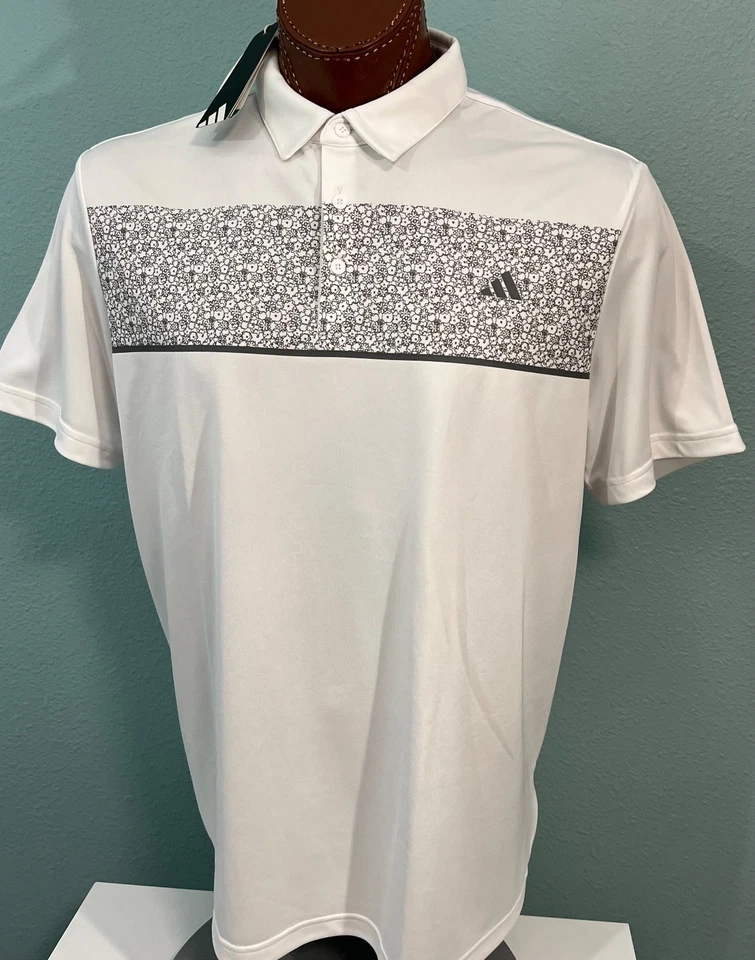 ADIDAS GOLF performance Core s/s Moisture WICKING POLO sz XL WHITE/CHARCOAL - Image 1 of 1