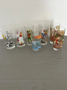VTG Drinking Glasses X 7 Nutella IXL Blinky Bill Sylvester & Tweety Bird VGC - Picture 1 of 18