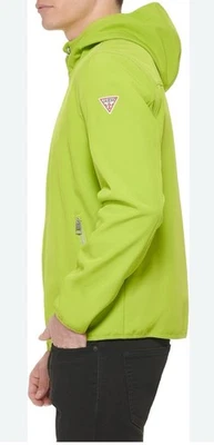 GUESS HOODED ZIP-UP SOFTSHELL JACKET MEN BRIGHT GREEN COLOR POCKET SIZE MEDIUM * - Image 1 of 4