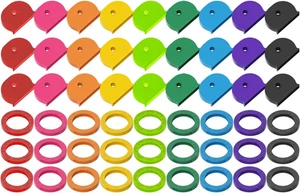 54PCS Tappi Chiave Copri Etichette, Identificatori Colore Chiave Plastica per Casa Piatta Standard - Foto 1 di 7
