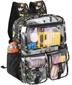 Clear Backpack for Boys, School Kids Heavy Duty See Through Bookbag Dinosaur ... - Picture 1 of 7