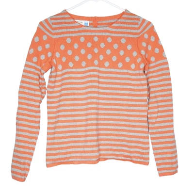 Suéter Anthropologie Sparrow Naranja Gris Rayas Lunares Cuello Redondo - S Foto 1 de 2