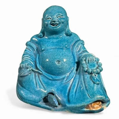 Cerámica Buda Kangxi (1662-1722) Turquesa Esmalte Qing K’ang Hsi Azul Celestial Foto 1 de 4