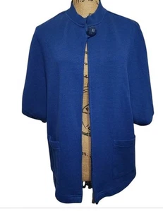 Blair Vintage 70er blau Strickjacke Cape MEDIUM Retroglam Grannycore Coastal Grandma - Bild 1 von 4