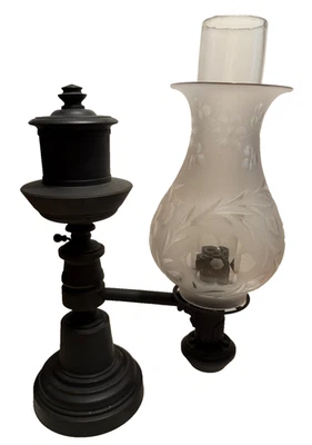 Alfred Welles, Boston 13 3/4" Alto Aceite Argand Lámpara C. 1840-No Electrificada Foto 1 de 4