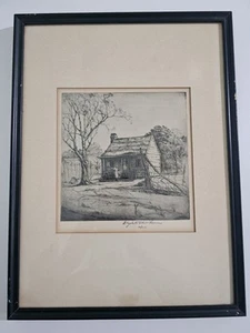 Vtg Elizabeth O'Neill Verner Etching Signed "Low Country Cabin" Charleston Repro - Picture 1 of 6
