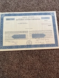1981 “Instrument  Systems Corp” Stock Certificate 34 Shares Delaware - Picture 1 of 5