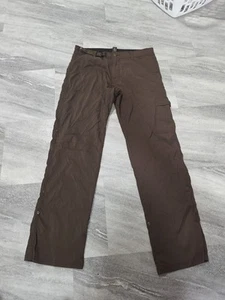 Prana Breathe Pants Mens Size MedX34L Brown Hiking Outdoor Lightweight Stretch - Picture 1 of 5