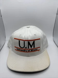 Vintage University Of Miami SCHOOL 3 Split BAR HAT The Game White Snapback Cap  - Picture 1 of 10