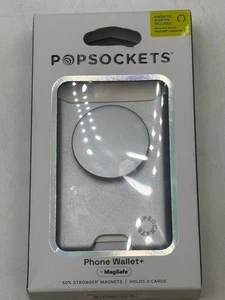 PopSockets Phone Wallet+ with PopGrip Stand and Adapter Ring Magsafe Silver - Picture 1 of 2