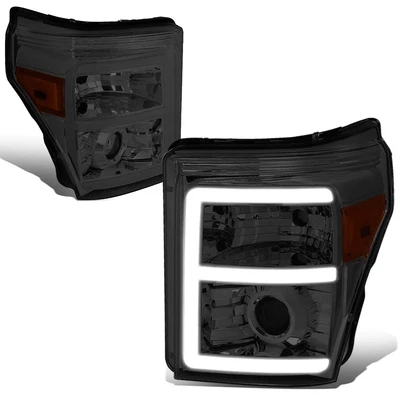 Fit 11-16 Ford F250 F350 Super Duty 3D LED DRL Projector Headlight Smoked/Amber - Image 1 of 4