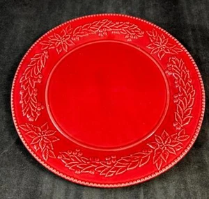 Bordallo Pinheiro Poinsettia Christmas Red Dinner Plate - Picture 1 of 5