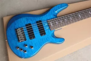 Bajo eléctrico de 6 cuerdas de cuerpo azul de alta calidad con herrajes cromados - Imagen 1 de 13