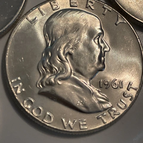 1961 P FRANKLIN HALF DOLLAR BU UNCIRCULATED SILVER Roll Cover