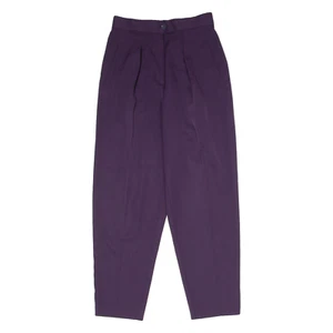 Vintage BETTY BARCLAY Womens Trousers Purple Slim Tapered 90s Wool W26 L27 - Picture 1 of 6