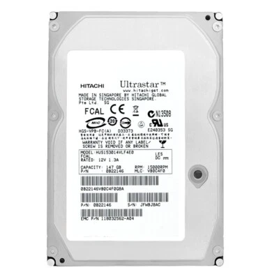 Hard Drive HITACHI 147GB ULTRASTAR HUS153014VLF4E0 15000Rpm FC 3.5 Inch - Image 1 of 4