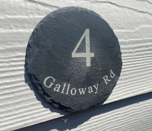 Letrero de puerta de casa de pizarra natural rústico placa número de puerta placa de identificación personalizada - Imagen 1 de 2