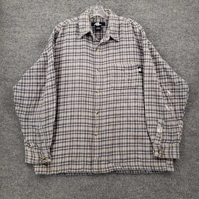 Camisa De Colección No Fear Abotonada Hombres XL Gris Franela Cuadros Patinador Manga Larga Y2K Foto 1 de 4