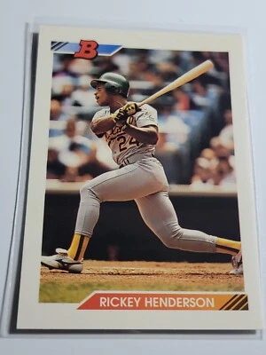RICKEY HENDERSON 1992 Bowman #166.   A's - Image 1 of 2