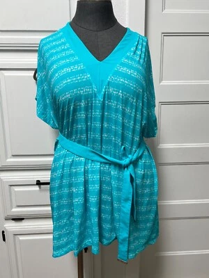 Michael Kors TURQUOSIE Cuello en V Cinturón Túnica Encubrimiento, EE. UU. Mediana/Grande Foto 1 de 4