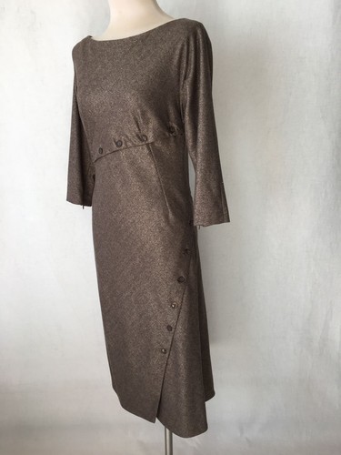 Abito misto lana a spina di pesce Alexander McQueen con filo d'oro taglia 44