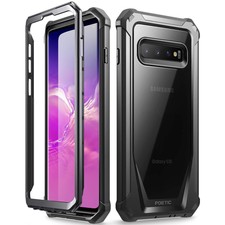Galaxy S10 Case，Poetic Hybrid Armor Shockproof Bumper Protective Cover Black