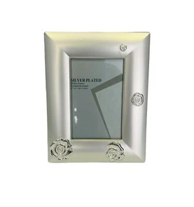 2x Bilderrahmen Tischrahmen mit Glas 10 x 15 cm Silber mit Strass Blume - Picture 1 of 2