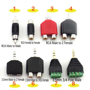 3.5mm RCA Coupler Female Male Splitter Stereo Audio Video Connector Adapter plug - Picture 1 of 18