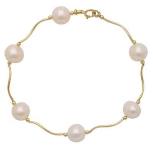4CT Round Cut Lab Created Pearl Women's Chain Bracelet 14K Yellow Gold Finish - Picture 1 of 3
