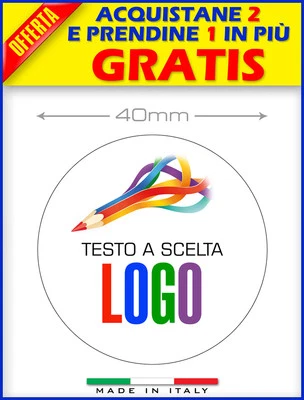 MONDO ETICHETTE 24 CUSTOM WHITE STICKER LABELS PERMANENT GLUE STAMPS Ø 40MM