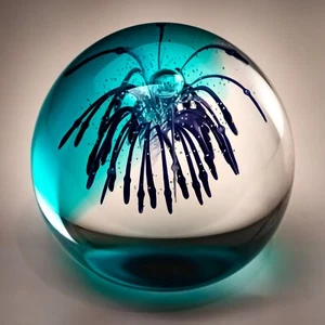 Caithness Limited Edition Festivity Paperweight 399/750 Blue Blown Glass Bubble - Picture 1 of 15