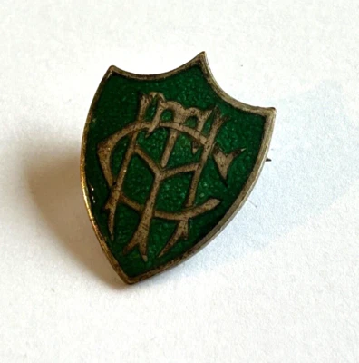 Small Vintage School / University Enamel Green Shield Badge - Image 1 of 2